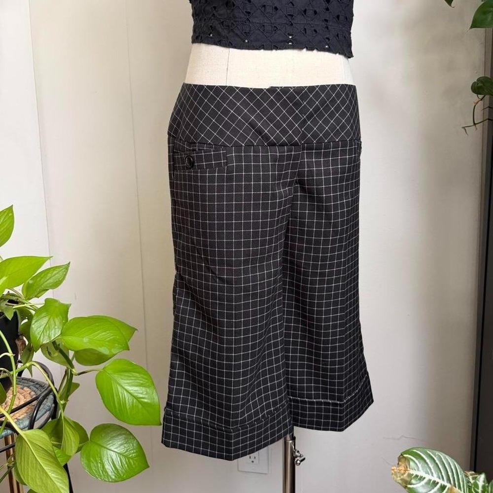 Stooshy Vintage Y2K Checkered Wide Leg Cropped Pants Capris Black White Size 7